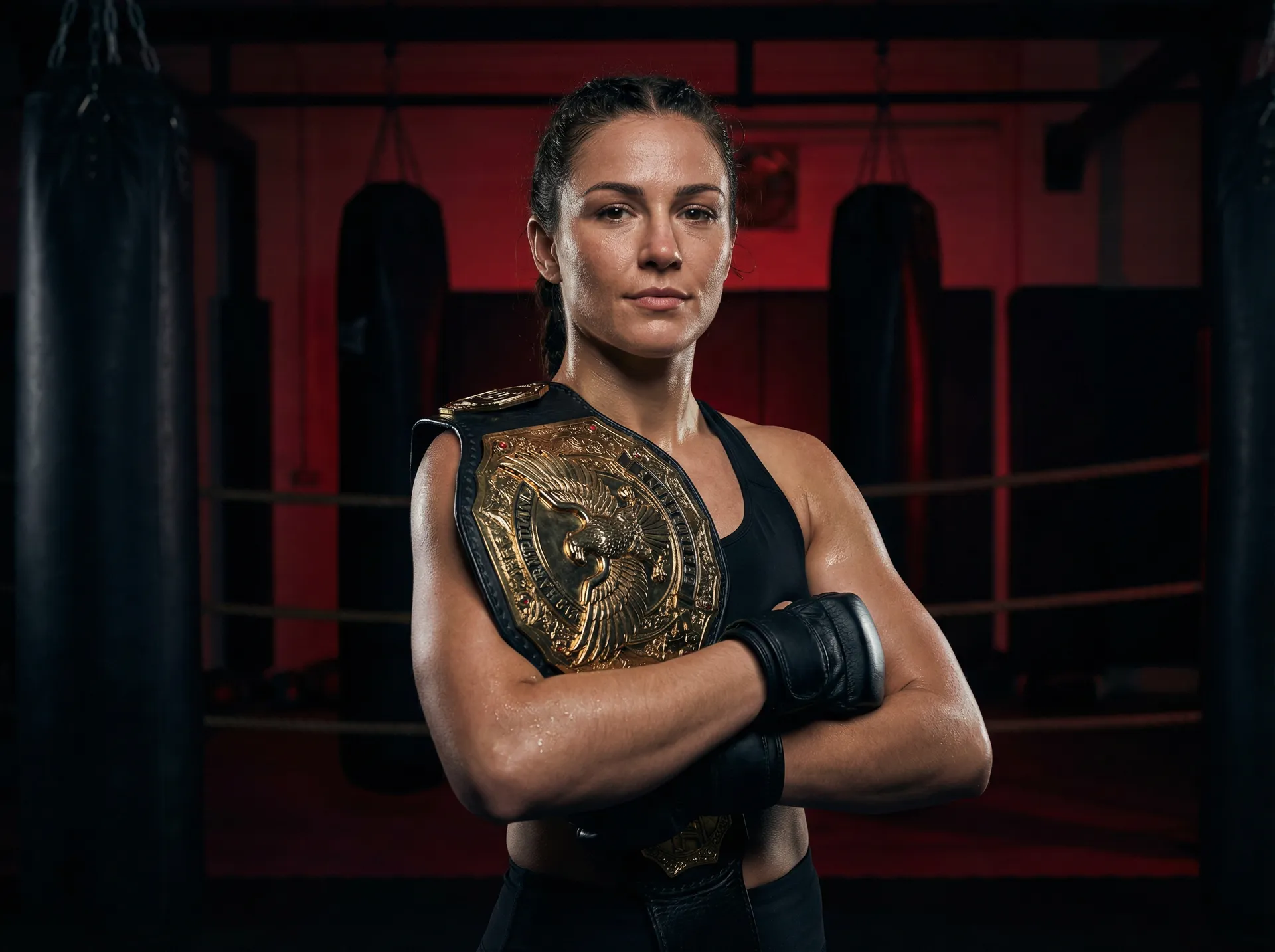 每日大赛 女子冠军暗影女王展示金腰带